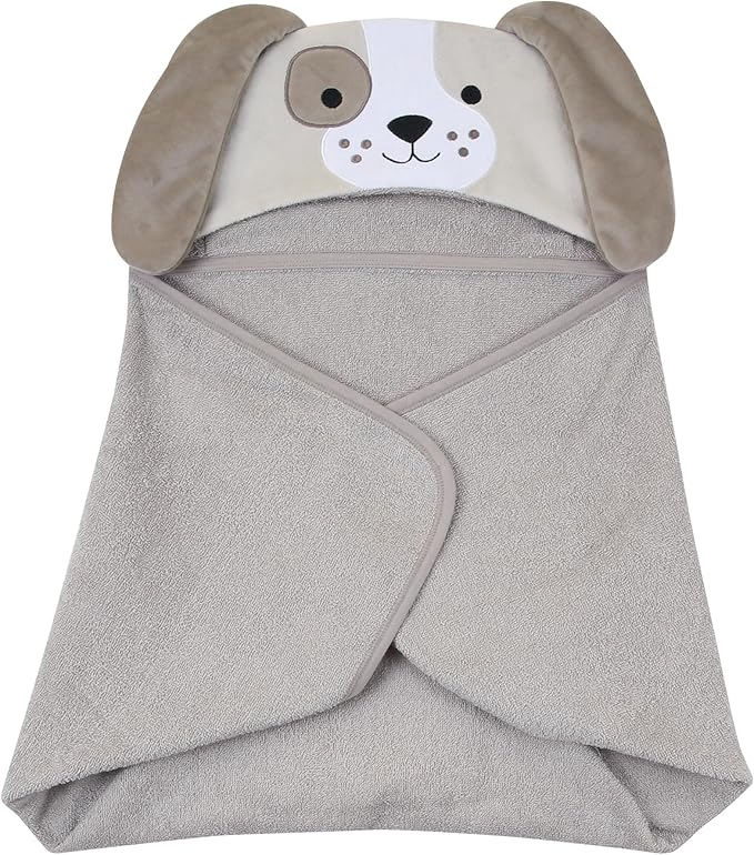 Lambs & Ivy Baby/Infant Luxury Cotton Terry Dog/Puppy Hooded Bath Towel