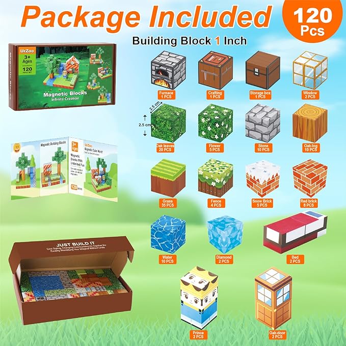 120PCS 1Inch Magnetic Blocks,Magnetic Building Blocks Toddler Toys for Kids 3+ STEM Buildable Sensory Toys for Toddlers Gifts for Christmas 3-5 6-8 Years Old Girls Boys