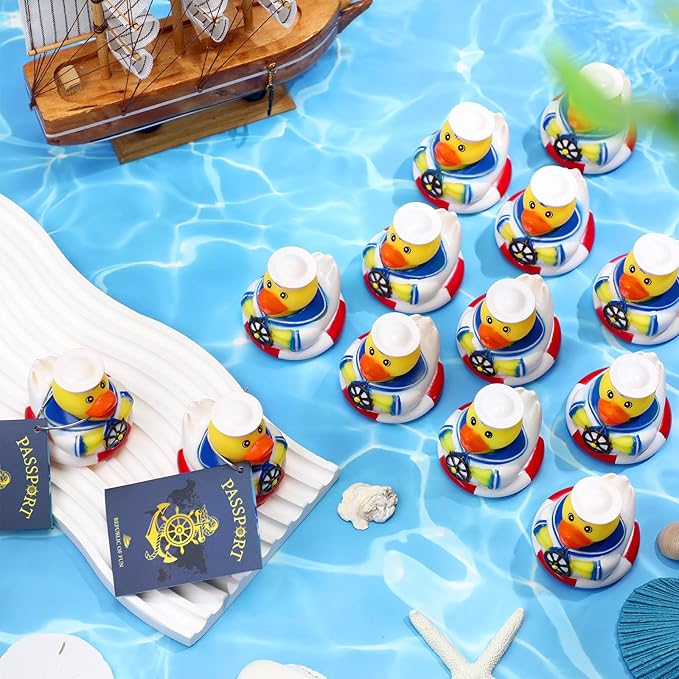 Jerify 24 Packs Cruise Ships Rubber Ducks 2 Inch Nautical Rubber Cruise Ducks Bulk Sailing Ship Toy for Carnival Party Gift Classroom Incentives Bath Tube Pool Toy