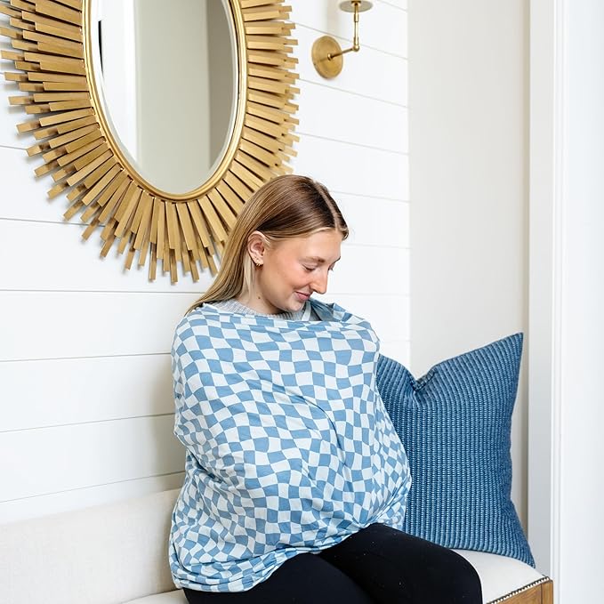 Baby Car Seat Cover Canopy and Nursing Cover Multi-Use Stretchy 5 in 1 Gift "Miles" by Copper Pearl