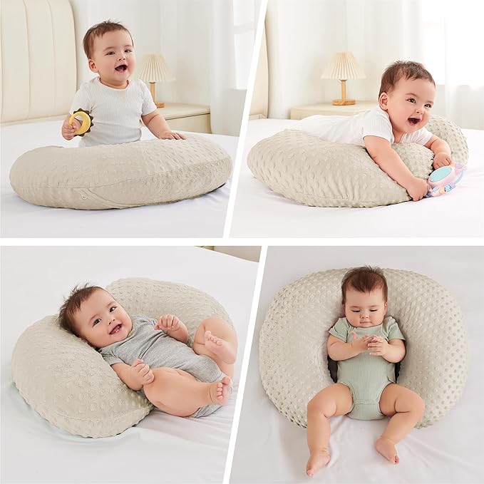 Nursing Pillow for Bottle and Breastfeeding, Ergonomic Comfort Nursing Essentials for Mom and Baby, Feeding Support Pillow with Removable Cover, Easier and Healthier Nursing (Fog)
