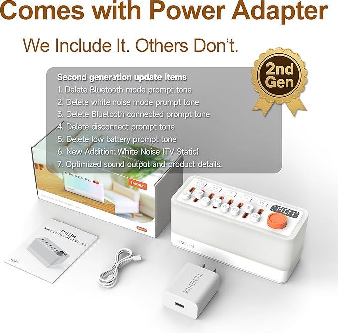 3-in-1 Sleep Sound Machine with 8 Mixable Nature Sounds, Portable Bluetooth Speaker & 12-Color Night Light, White Noise, Sleep Timer & Breathing Exercises for Babies, Kids, and Adults