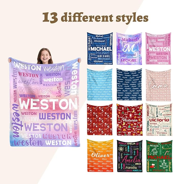 Ships Next Day,Personalized Blanket Gifts for Boys Girls,Custom Blanket with Name,Flannel Throw Blankets,Customized Gifts for Baby Adult
