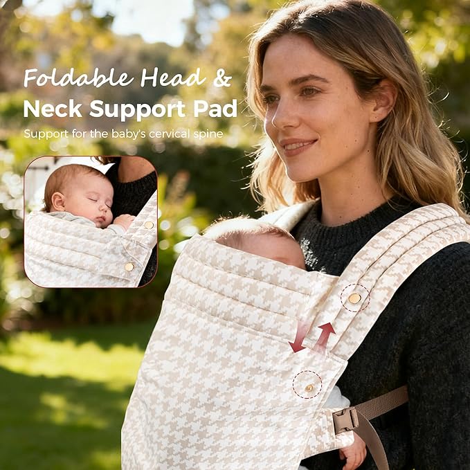 Baby Carrier Newborn to Toddler- Ergonomic,Cozy and Lightweight Infant Carrier for 7-40lbs,3 Carry Positions Newborn Carrier,White Houndstooth