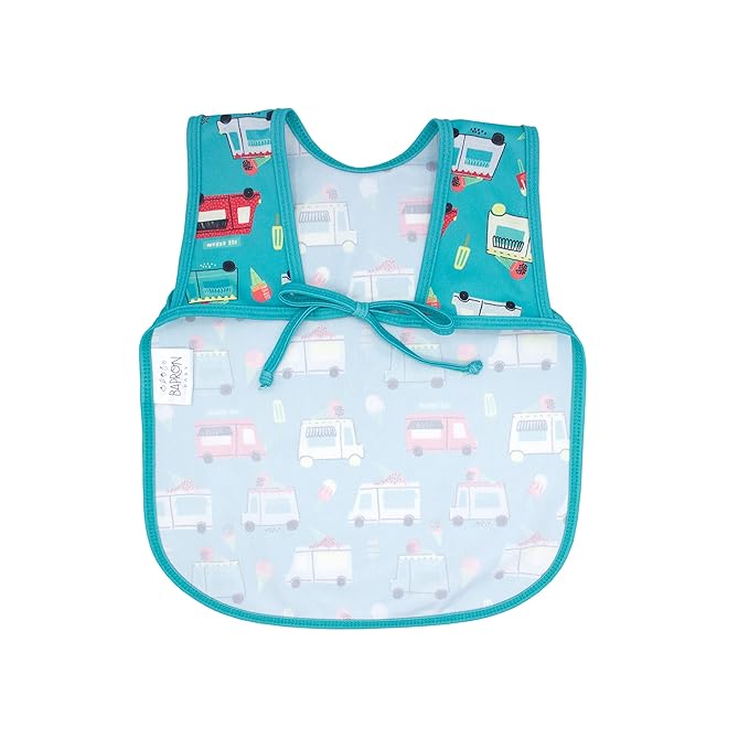 BapronBaby Ice Cream Truck Bapron - No Neck Tie Safer Bib for Baby & Toddler - Soft Waterproof Stain Resistant - Machine Washable - Sz Baby/Toddler 6m-3T