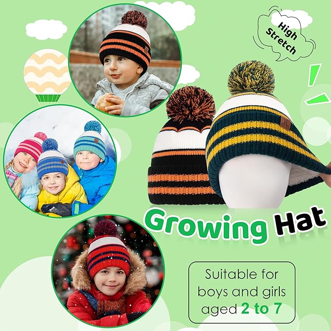 FZ FANTASTIC ZONE Kids Toddler Winter Hat Beanie with Warm Fleece Ski Baby Hats for 2-7 Years Skull Cap Baby Boys Girls Gifts