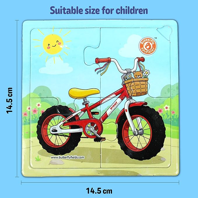 Butterfly EduFields 4-in-1 Vehicles Jigsaw Puzzle Set for Kids Age 3-7 | 38 Pcs Brain-Boosting Puzzle Toy with Coloring Worksheets for Boys & Girls | Preschool Learning