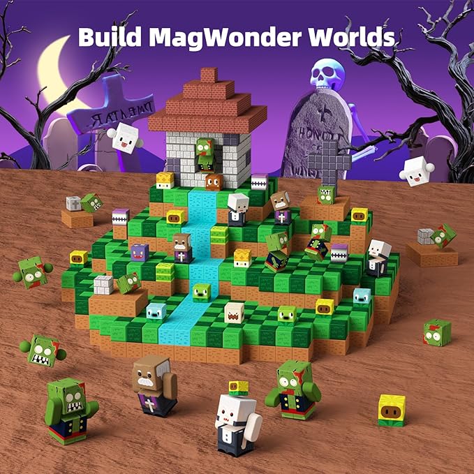 GobiDex 100PCS Magnetic Blocks Game-Based Kid Building Toys for Boys Girls 3+, Build MagWonder World with Zomblock Magnets Cubes, Upgraded STEM Game Sensory Gift for Birthday