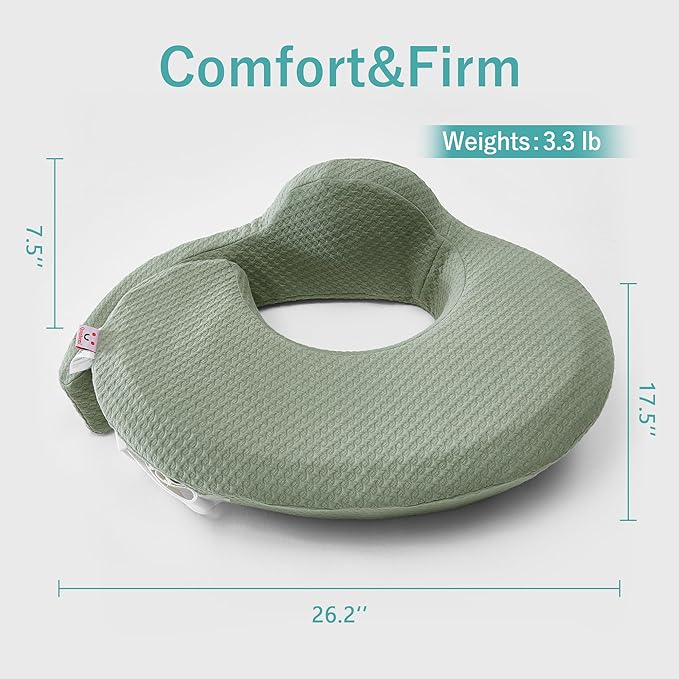 QSTEHEML Nursing Pillow for Breastfeeding - Adjustable Breastfeeding Pillows for Women with More Support & Removable Cover, Baby Feeding Pillow for Newborn Moms and Baby Essentials,Green