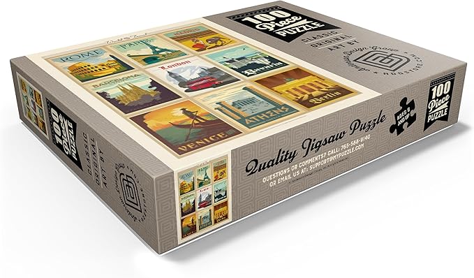 MyPuzzle World Travel: Multi-Image Print - Edition 1, Vintage Poster - Premium 100 Piece Jigsaw Puzzle for Adults