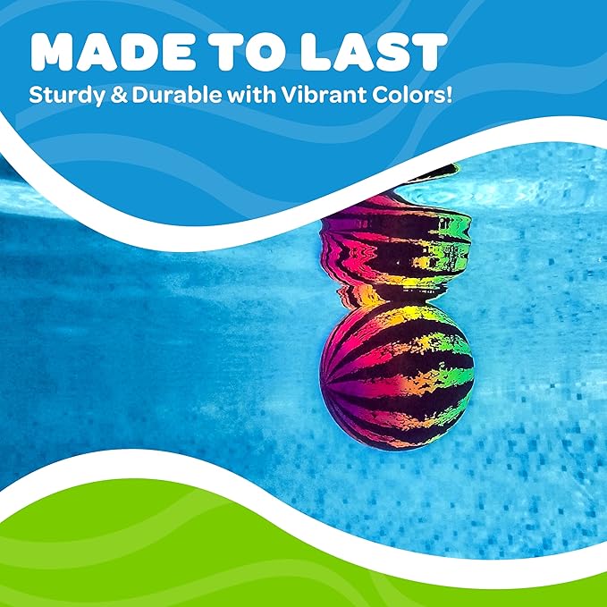 Watermelon Ball JR Durable Fillable Pool Toy for Underwater Games - Football, Basketball & Rugby - Perfect for Water Parties - Fun for Adults & Kids Alike - Ages 6+, 6.5" Multicolor