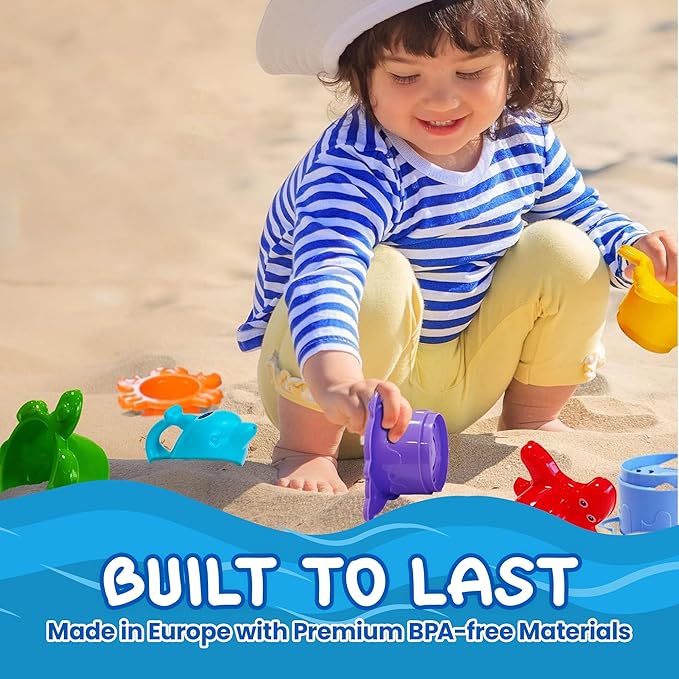 uToyz Bath Toys for Toddlers – Toddler Toys with 12pcs Rainbow Stacking Cups, Boats, & Dolphin-shaped Baby Watering Can, Baby Bath Gift & Toddler Toy for One Year Old Girl Gifts, Water Toy for Ages 1+