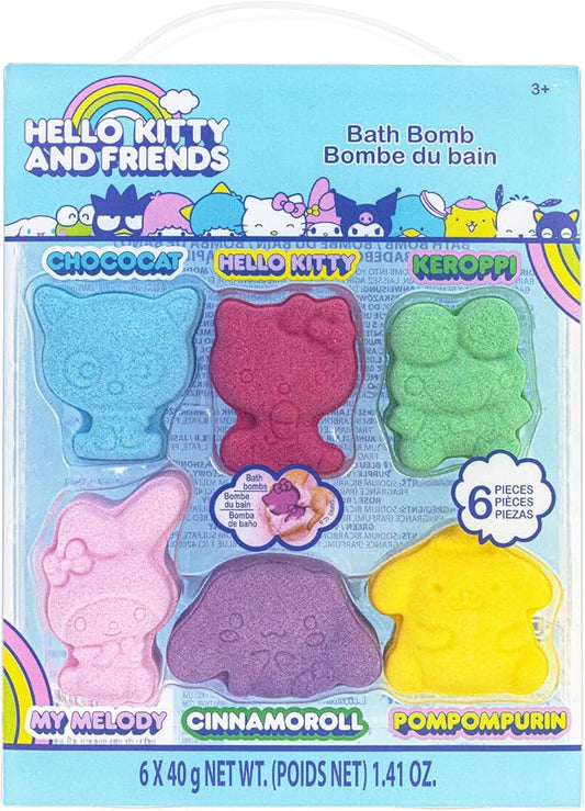 Hello Kitty and Friends Bath Bombs Set, 6 Piece, Bubblegum Scented - Ages 3+ Character Molded – Fun & Bright Colors - Bath Time Fun, Great Birthday Gifts, Stocking Stuffers, by Townley Girl