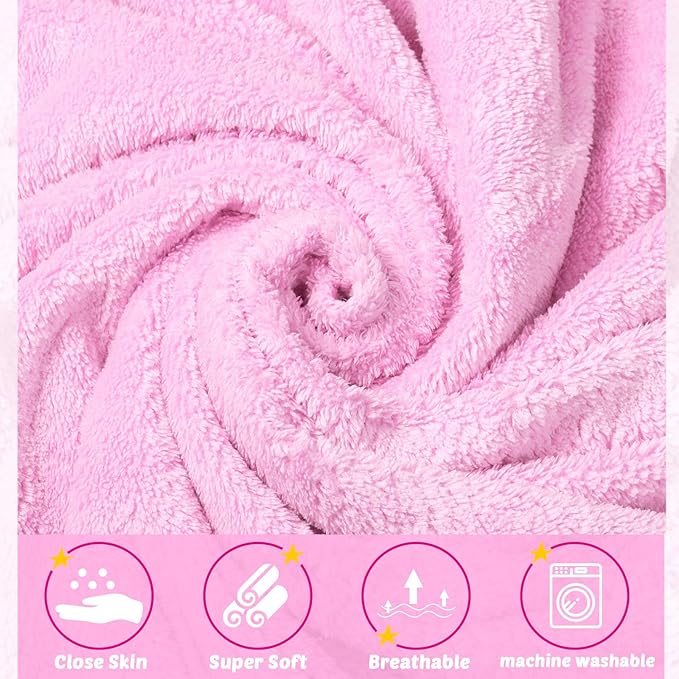 Reginary 4 Pack Baby Hooded Towels Coral Fleece Baby Bath Towels 30 x 30 Inch Soft Absorbent Hooded Bath Blanket for Newborn Toddler Infant Boy Girl Shower Gift Supplies (White, Pink)