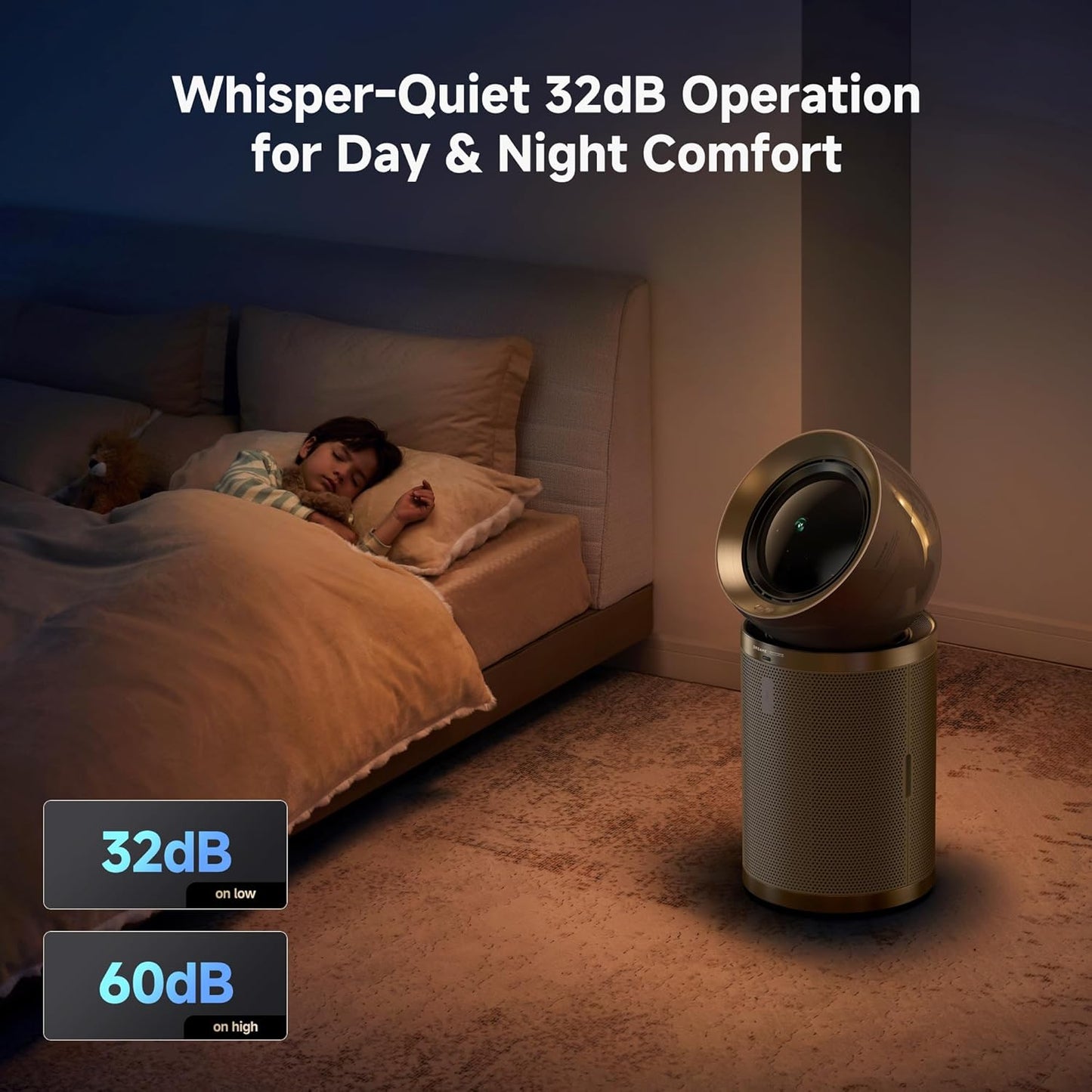 Dreame Air Purifier PM20 for Home Large Room, Cleans 5,650 ft² in One Hour with 4 Filters, Dual-way Air Oulets, Al Tracking, Air Quality Monitor with 7 Sensors, 3-in-1 Purifier, Heater & Cooler