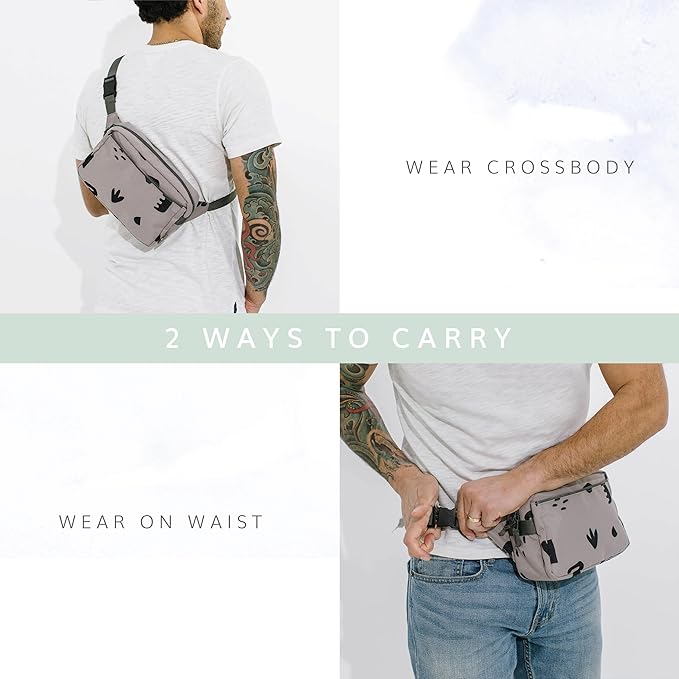 Red Rovr Everyday Joey Belt Bag | Organization & Zipper pockets |Adjustable Strap for All Ages (Truffle Doodle)
