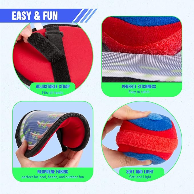 EVERICH TOY Toss and Catch Game for Toddlers - Soft, Safe & Pain-Free Baseball-Style Catching for Kids, Active Indoor & Outdoor Play Gift – Beach, Pool & Yard Toys for Boys and Girls Ages 3-8