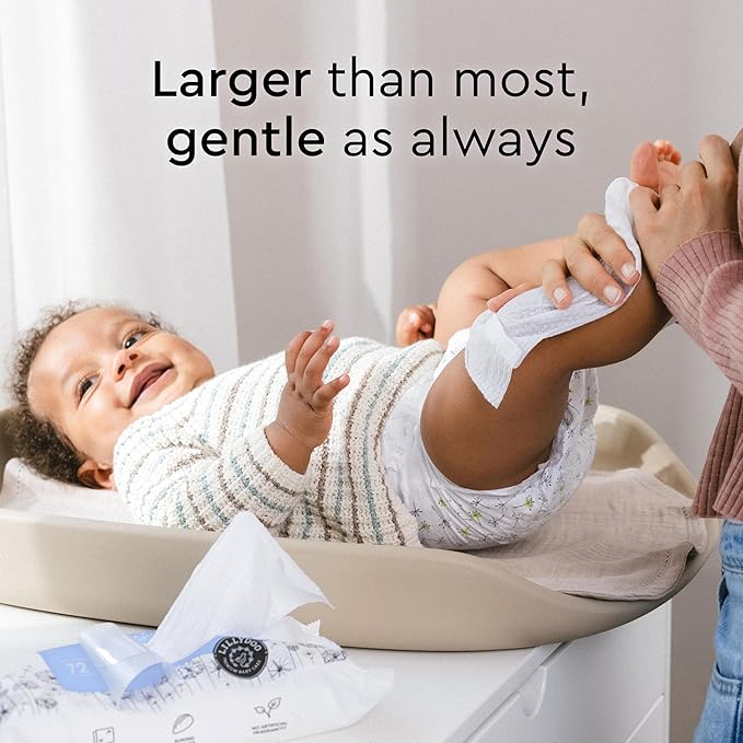 LILLYDOO Baby Wipes with 99% Water – Unscented, Hypoallergenic, Plant-Based, Strong & Plastic-Free, Compostable, 12 resealable Packs x 72 (864 Wipes Total)