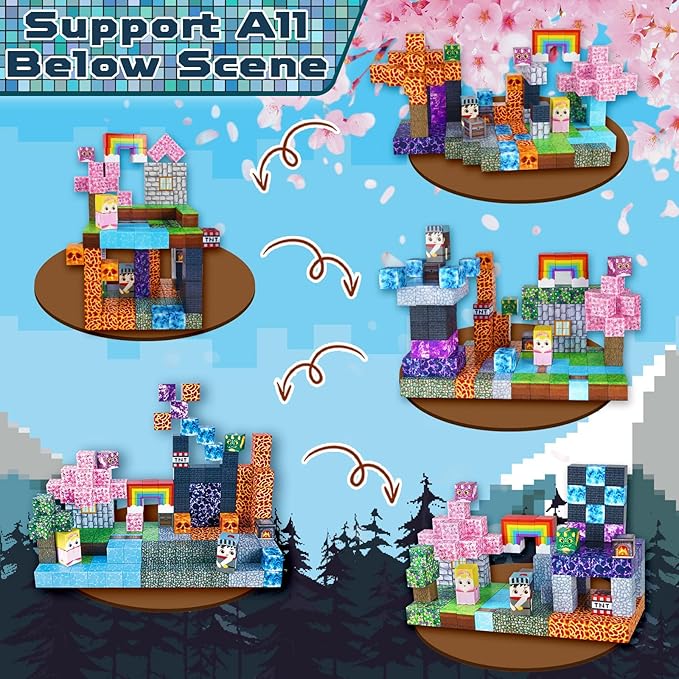 Magnetic Blocks - 150 PCS Build Dark Swordsman's Forest Castle - Magnetic Toys for Montessori Toddler Christmas Birthday Gifts - STEM Sensory Toys for 3 4 5 6 7 8 9 10 Year Old Boys & Girls