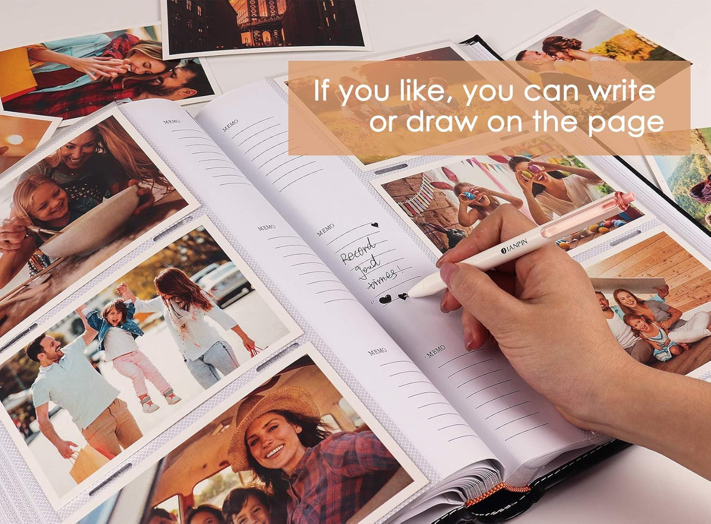 RECUTMS Photo Album 300 Pockets,4x6 Photo Book Paper Core Memo Insert Inside Page PU Leather Cover Picture Album Record Wedding Baby Valentine's Day Christmas Holiday(Blue)