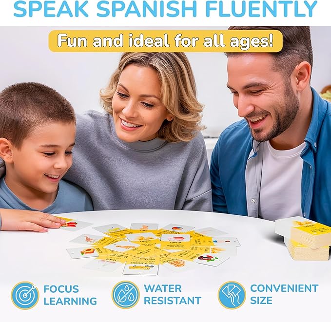 300 Vocabulary Flashcards | Double Sided English-Spanish Bilingual Flashcards for Adults & Kids Ages 12+ | Portable Noun Flash Cards to Learn Spanish for Adult Beginners