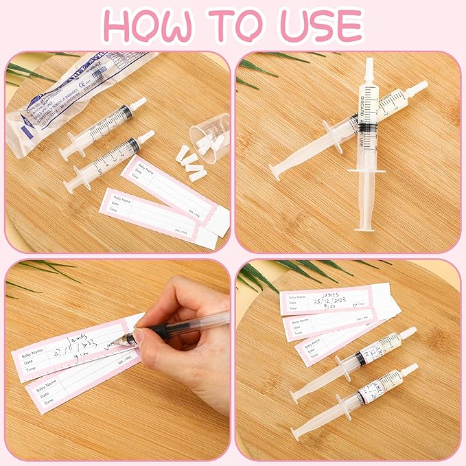 Trelaco Colostrum Collector Kit Include Sterile Sealed Breast Milk Syringes with Caps No Needle Colostrum Syringes Stickers 1 Measuring Cup Harvesting Collection for Breastmilk(100 Sets,5 ml)