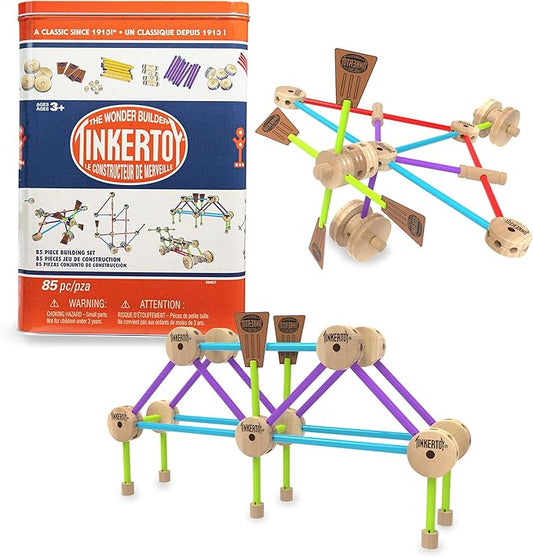 TINKERTOY - Retro Building Set Tin - 85 Pieces