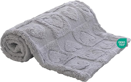 Soft Cozy Fleece Baby Blanket Heart Checkered Pattern Fluffy Plush Receiving Blanket for Newborn Infant Toddler, Warm Crib Stroller Blanket for Boys Girls 30"x40", Light Grey