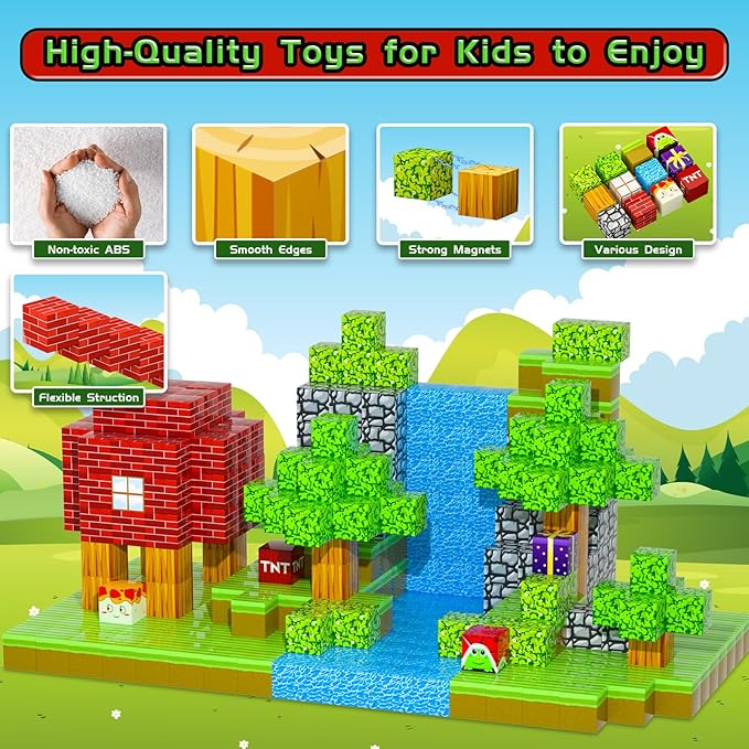 Magnetic Blocks - 120PCS Magnetic Building Blocks Toys,Toddler Montessori Game Creative Construction Toys for Boys Girls,Magnet Tiles Cubes STEM Sensory Toys Birthday Gift for Kids Ages 4 5 6 7 8 9 10