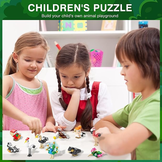 Sawaruita Party Favors for kids-20 Packs Fun Bird Building Blocks Sets Classroom Prizes-Birthday Goodie Bags Stuffers for Kids-Mini Animal Blocks Toys for Valentine's Day, Christmas Party（20in 2）