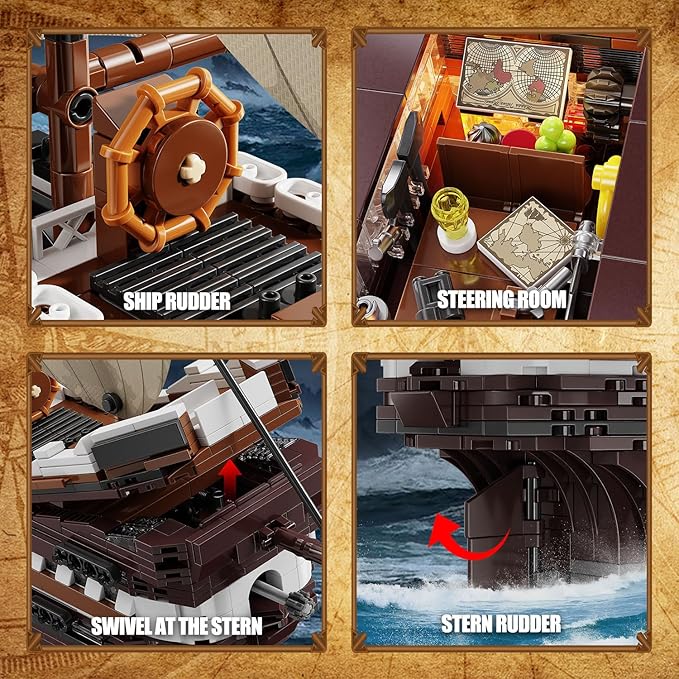 TYCOLE Pirate Ship Building Set with Lights - Mayflower Ship Model Toy,Great Home&Office Decoration for Pirates Fans,Idea Choice for Adults and Boys Aged 8-14 as Birthday, Christmas Gifts(2076PCS)