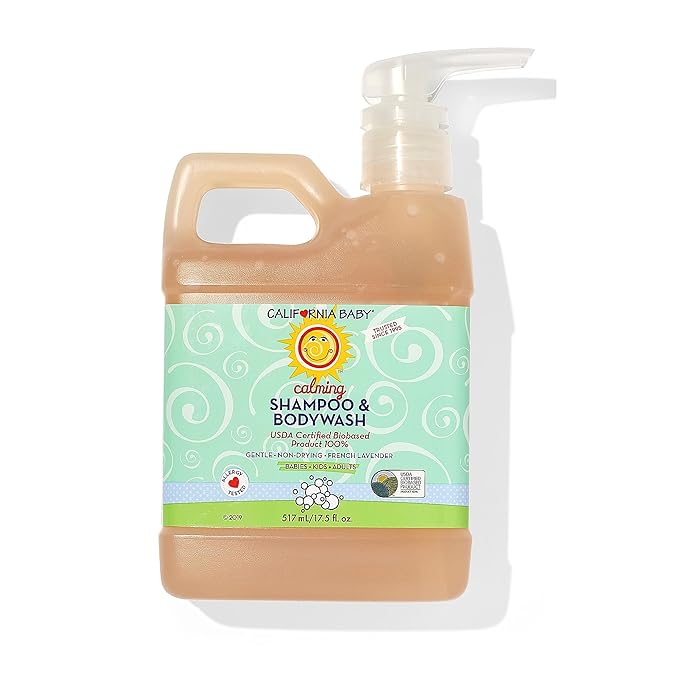 California Baby Calming Baby Shampoo + Baby Wash | 100% Plant-Based | Lavender Body Wash For Sensitive Skin | Hypoallergenic | 517 mL / 17.5 oz.