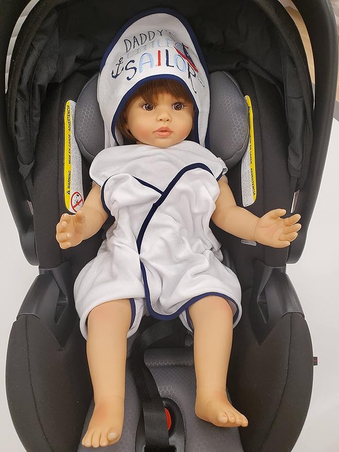 Baby Hooded Bath Towel and Washcloth Set for Infants, Boys and Girls 6-12 Months (Daddy's Sailor)