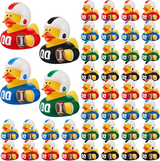 Deekin 48 Pcs Rubber Duck 2 Inch Bulk Sport Party Favors for Birthday Party Decorations Club Player Gift (Football Player)