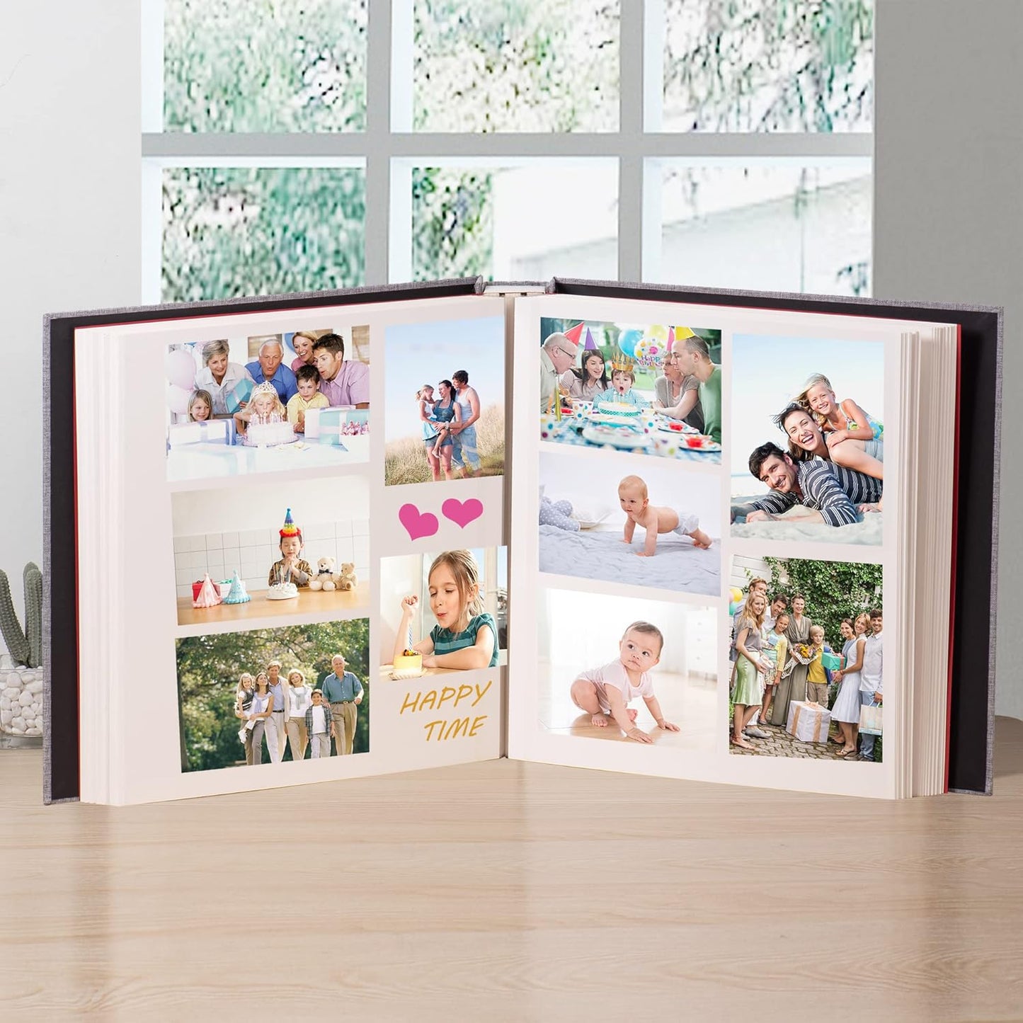 Large Photo Album Self Adhesive 4x6 8x10 10x12 Scrapbook Magnetic Album DIY Scrapbook Length 13 x Width 12.8 (Inches) 120 Sticky Pages Linen Cover DIY Photo Album(Grey)