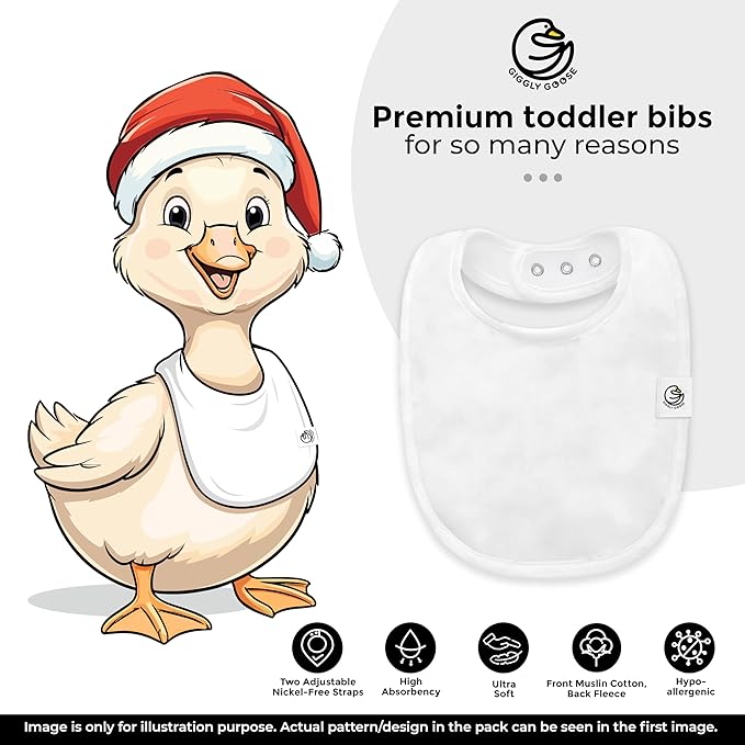 3 Pack Baby Bibs for Boys & Girls | Cotton, Absorbent Drooling & Teething Bib | Thick, Adjustable Snap-on