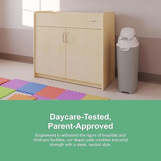 Foundations Tall Diaper Pail with Airtight Lid - Durable & Odorless Diaper Disposal, Large Capacity, Holds up to 60 Newborn Diapers, Refill with Any Bags - Green