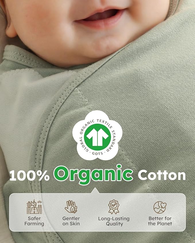 Yoofoss Baby Swaddles for Newborns 100% Organic Cotton, Adjustable Swaddle Sleep Sack 0-3 Months Newborn Swaddle Sack, Breathable Soft(Small)