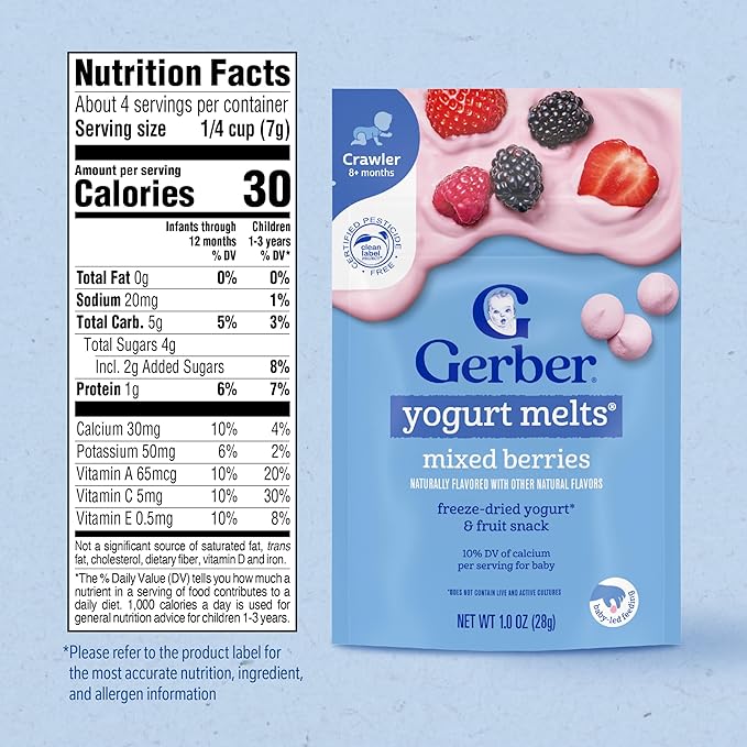 Gerber Baby Snacks Yogurt Melts, Mixed Berries, 1 Ounce (Pack of 7)