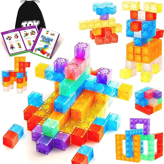 TOY Life 64PCS Magnetic Blocks for Kids Ages 4-8, Magnetic Building Blocks for Toddlers 3-5, Magnet Blocks, Magnet Toys for Toddlers, Kids Blocks