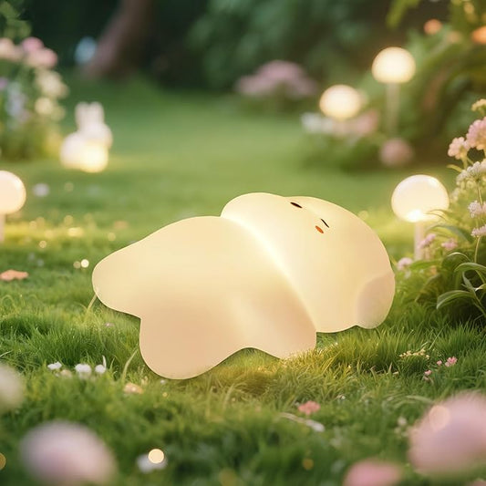 Night Light for Kids, Rechargeable Dimmable Silicone LED Nightlight with 7 Colors, Baby Nursery Night Lamp, Touch Squishy Lamp, Cute Gifts for Girls, Boys, Toddler Room Decor, Lying Dog