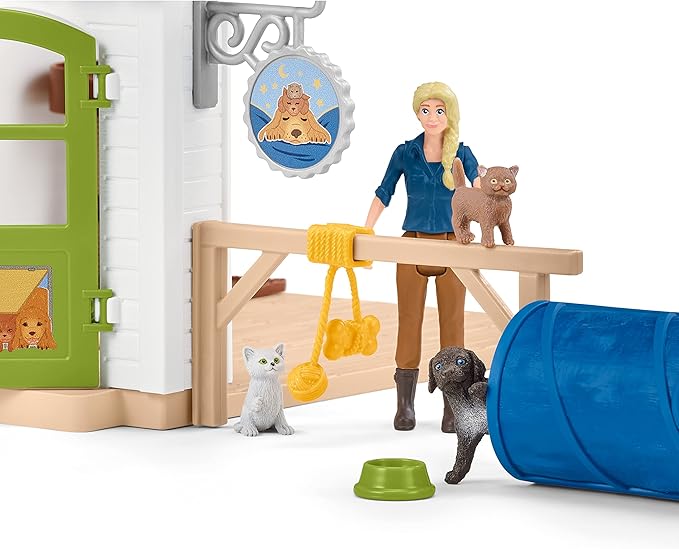 Schleich Farm World - 54PC Baby Animal Hotel Playset with Cute Pets, Caretaker and Movable Accessories - Realistic Animal Figurine Play Set - Fun Educational Toys for Kids and Toddlers Ages 3+| 42607
