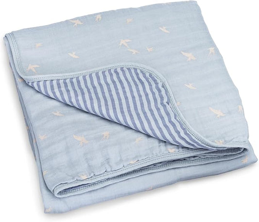 Parker Baby Muslin Blanket | 100% Soft Cotton Toddler Quilt & Baby Muslin Swaddle | Gender Neutral Design 47" x 47" Blanket