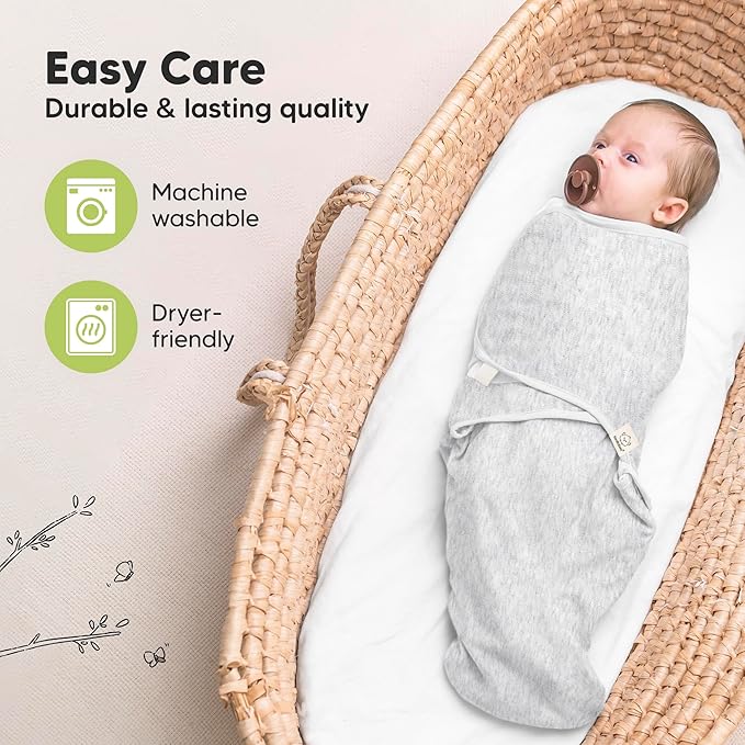 KeaBabies 3-Pack Organic Baby Swaddle Sleep Sacks - Swaddles for Newborns, Infant 3-6 Months, Baby Girls, Boys, Soft & Snug Newborn Sleep Sack, Nursery Swaddling Blankets (Cloud, L)