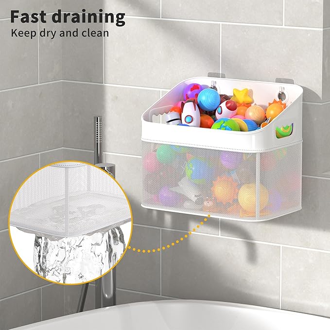 Mesh Baby Bath Toy Storage, ‎Large Capacity and Quick Drying Baby Toy Storage for Bath, Multi-use Net Bags Make Baby Bath Toy Organizer Easy, 2 Pack