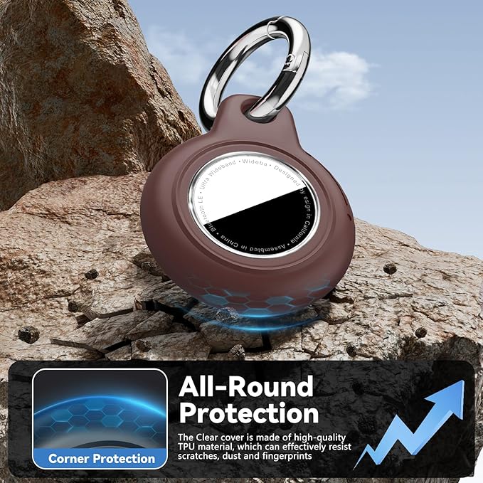 Upgrade Waterproof Airtags Holder with Apple Airtags Keychain, Hard PC Air Tag Case, Anti-Scratch & Shock Air tag Holder,Men's Women's Keyrings & Keychains, for Dog,Car Key,Luggage -Wine Red