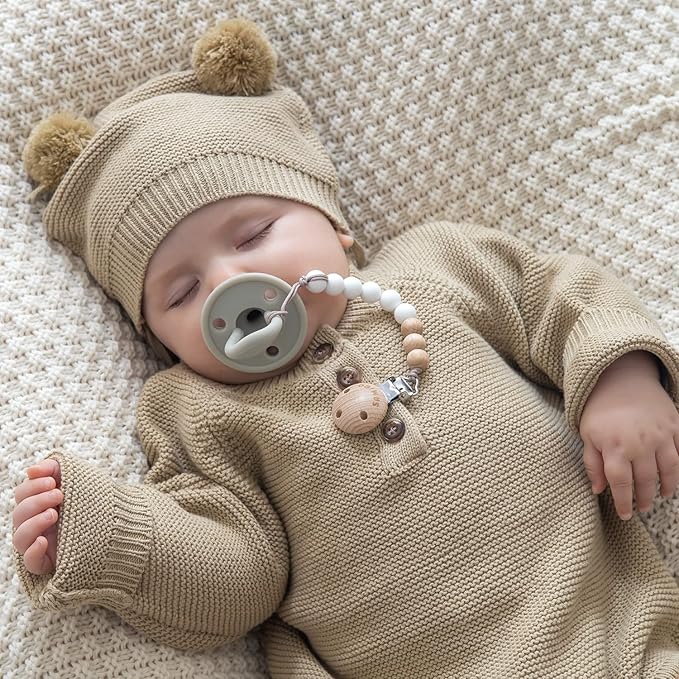 SAMiGO Pacifier Clips Holders Silicone Paci Binky Clips for Baby Boys and Girls - 2 Pack