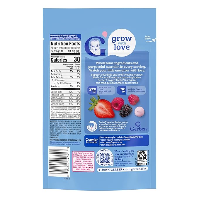 Gerber Baby Snacks Yogurt Melts, Mixed Berries, 1 Ounce (Pack of 7)