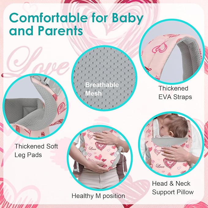 Baby Carrier, Ergonomic Adjustable Toddler Carriers for 7-33 Lbs, Cozy Lightweight Infant Carrier with Neck Support, Baby Chest Carriers with Lumbar Support for Parents (3-36 Months)