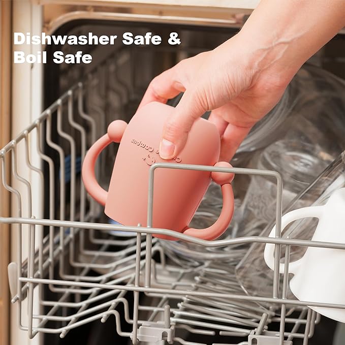 Cuddle Campus Pack of 2 Silicone Baby Training Cup, Shatterproof Toddler Sippy Cups with Straw, Open Cup for Baby, 6+ Months 5 Oz